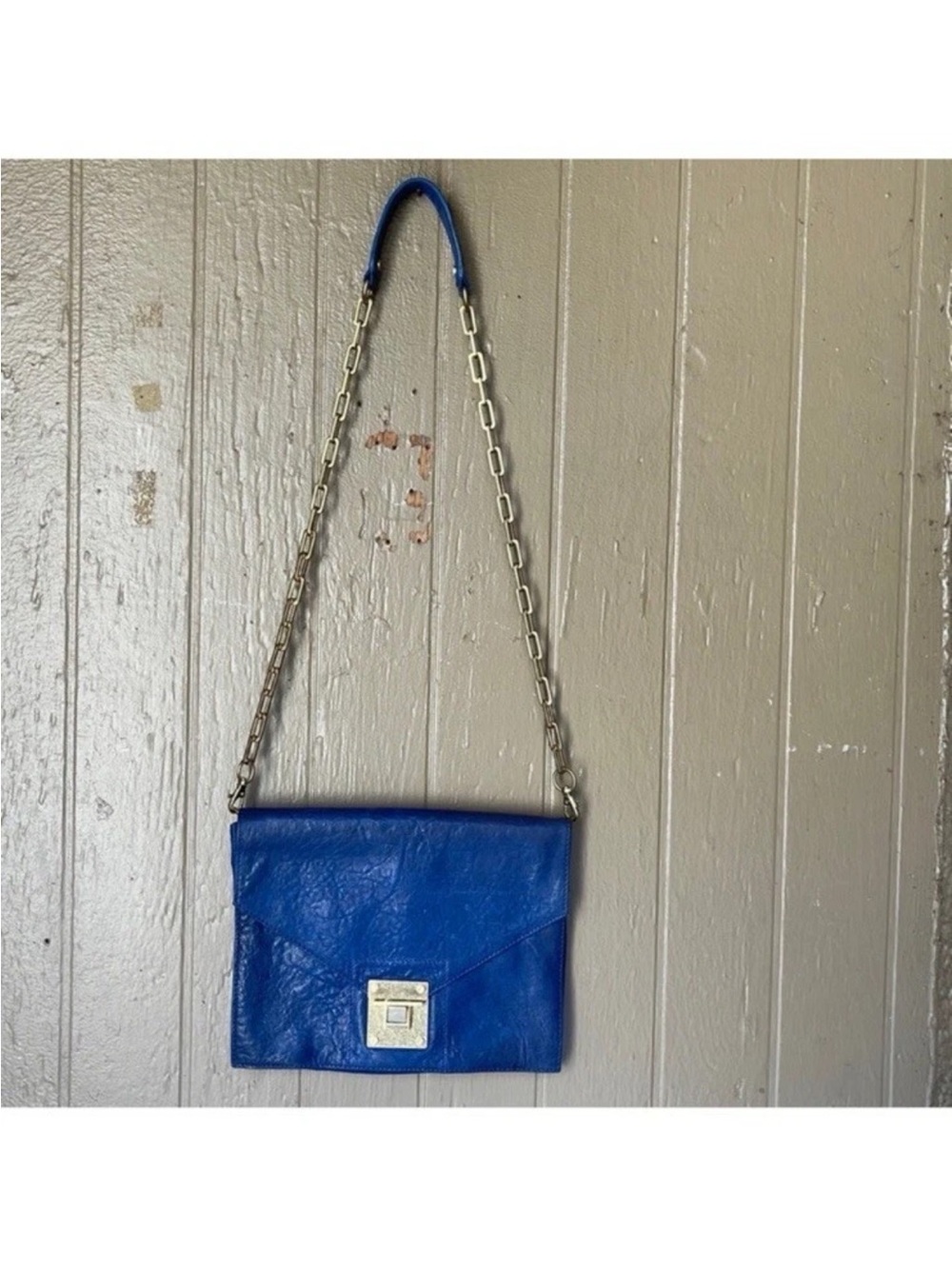 Tory Burch Classic Blue Leather Chain-Handle crossbody Bag